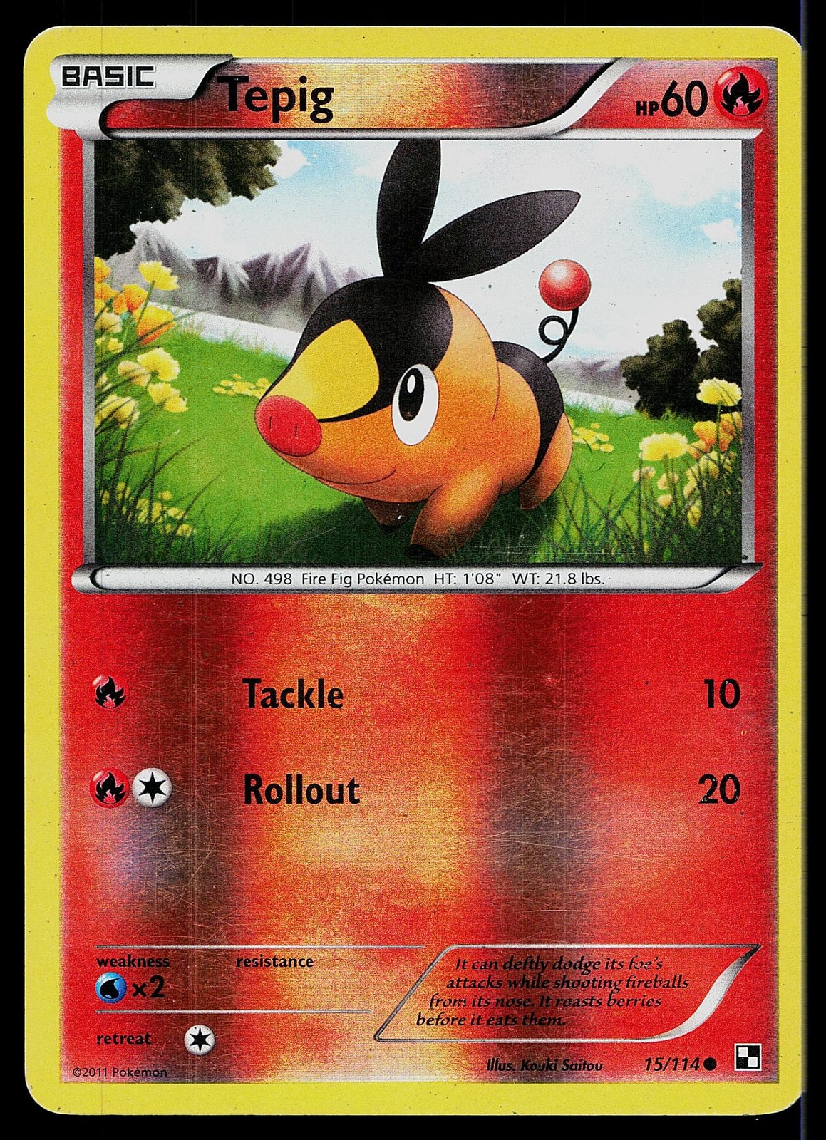 Pokemon Card Black & White Tepig 15/114 Common Reverse Holo