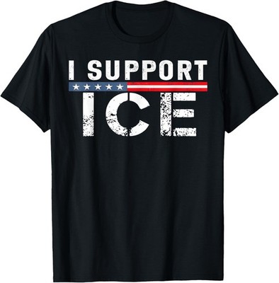I Support ICE Immigration Officers American Flag T-Shirt