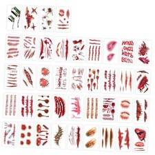 265 PCS Fake Scars Temporary Tattoos, Horror Realistic Wound Stitch