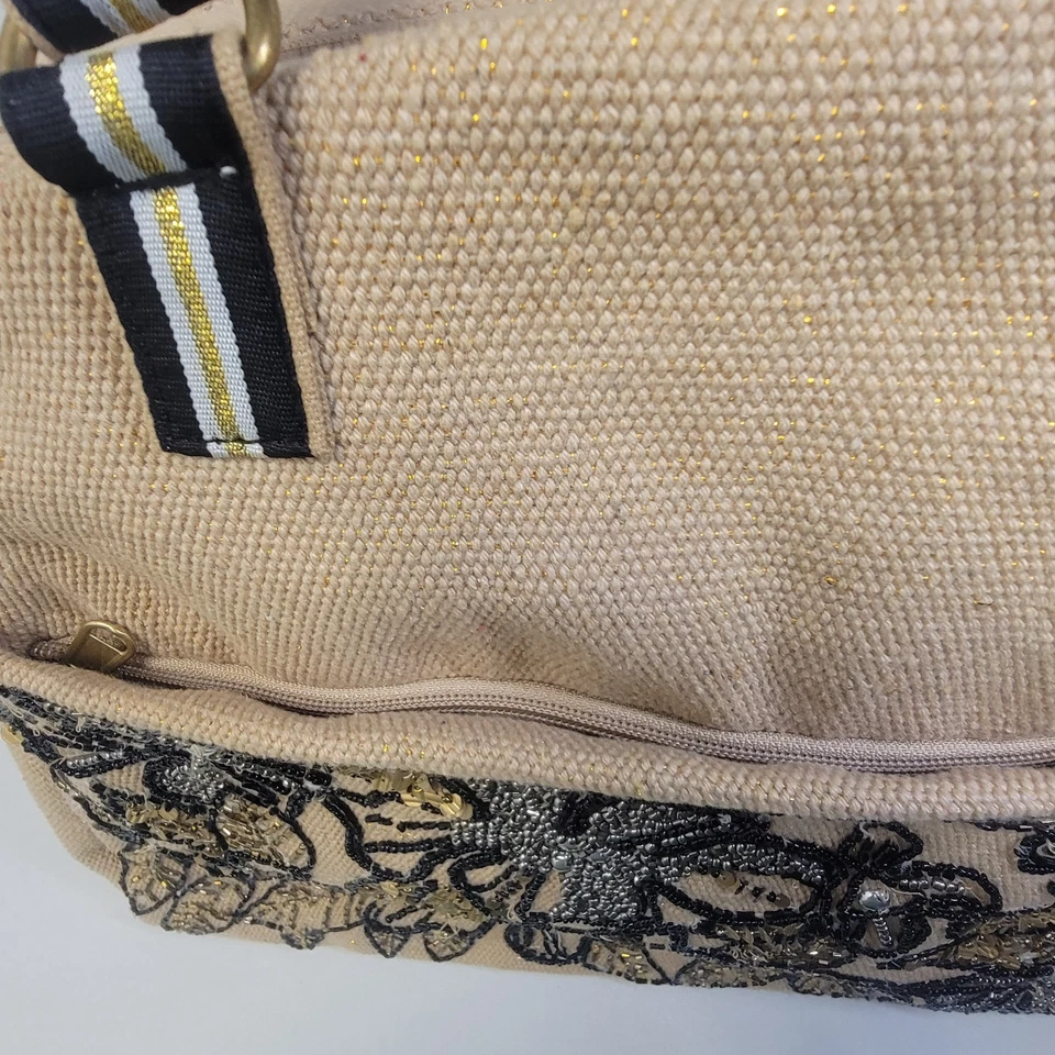 America And Beyond Dark Embellished Hand Beaded Tan Travel Bag Crossbody Fall - Image 4 of 4