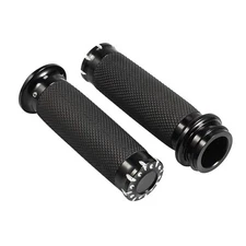 Motorcycle Black Hand Grips 1 Inch Handlebar Grips Electronic Throttle Univer...