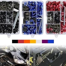 Motorcycle Fairing Bolt Kit, 177pcs M5 M6 Motorcycle Windscreen Screws Colo blue