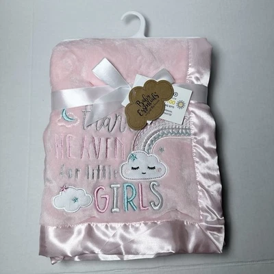 Baby Essentials Thank Heaven For Little Girls 30"x 40" Pink Blanket With Satin - Image 1 of 4