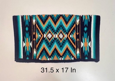 Western Ranch Saddle Blanket (Blue-black-brown-brown) - 31.5 x 17.0 inches