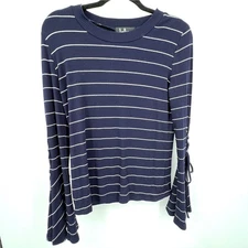 Lulus Found My Mate Top Women's L Minimalist Nautical-Inspired Bell Sleeves Knit