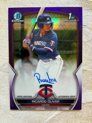 2923 Bowman Chrome Ricardo Olivar Minnesota Twins Purple Refractor Auto /250