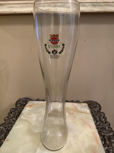 Vintage 70s Schwind-Bräu Aschaffenburg German Beer Boot 2L Glass Bierstiefel 14"