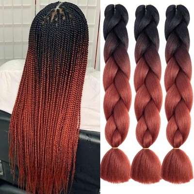 3 Packs 24 Inch Ombre Jumbo Braiding Hair for Twist Box Bradis Hair Kanekalon...