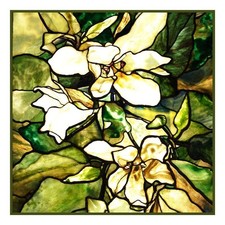 Louis Comfort Tiffany Magnolia Blosson detail Counted Cross Stitch Chart Pattern