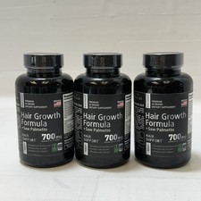 ThreePK Raw Science Hair Growth Formula Saw Palmetto 700 mg 60 Capsules Exp 5/27
