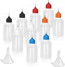 12 Pcs 30ml Precision Tip Squeeze Bottles with Metal Needle Tips & Funnels