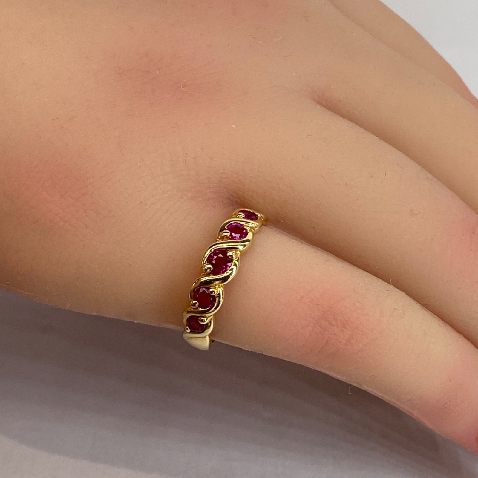Ruby Eternity Ring 9ct Solid Gold Half Set with R… - image 4