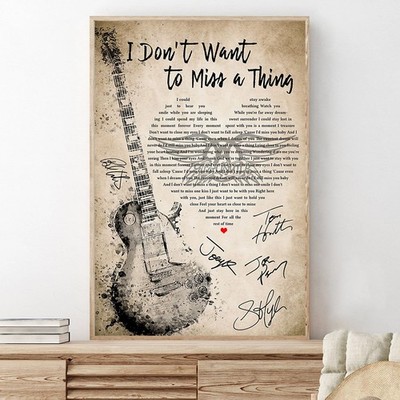 I Don't Want to Miss a Thing By Aerosmith Lyrics Song Gift Retro Home Art Poster
