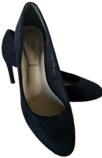 Marks & Spencer Navy Blue Suede Court Shoes Size 5.5 Wide Fit Insolia