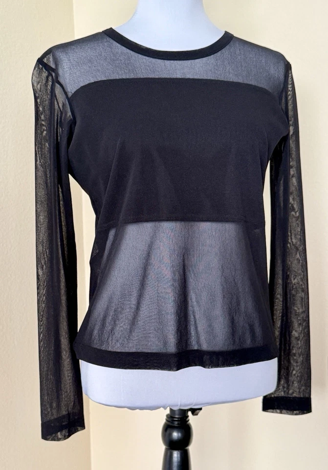 复古网眼上衣 Spiegel 透明尼龙网眼衬衫 90 年代 Y2K 尺寸 M — 第 2/4 张图片