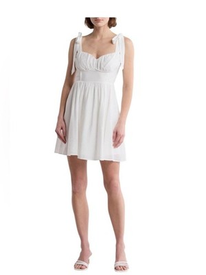 MINE White Tie-Shoulder Bustier Mini Dress sz L