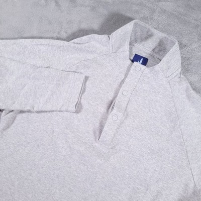 Johnnie-O Whaling Pullover Mens Medium Light Grey JMKO2390 1/4 Snap