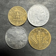 Italy 1940 Lot Of 4 Coins 5 10 20 50 Centesimi Cent World Foreign Type Set