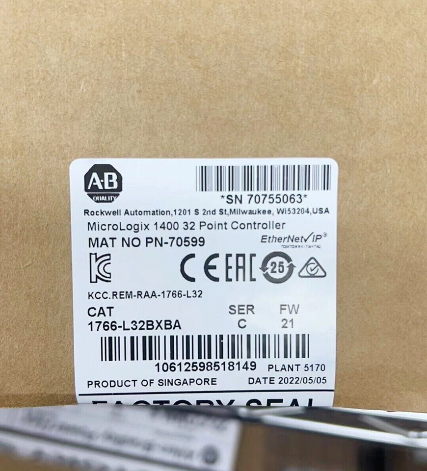 New Sealed AB 1766-L32BXBA SER C MicroLogix 1400 Controller 1766L32BXBA US - Image 3 of 3