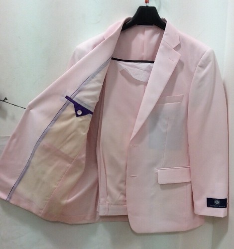 Vittorio St.Angelo Classic Fit,2 Button,Side Vent, Pleated Pants, Pink Suit NEW! - Picture 4 of 8
