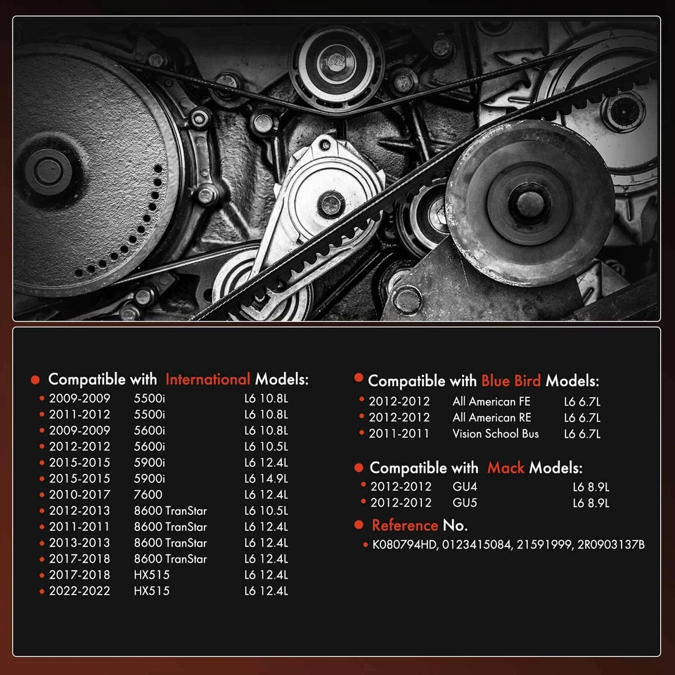 Cinturón Serpentine 79,45 pulgadas para International Harvester 7600 5500i Blue Bird Mack Foto 2 de 4