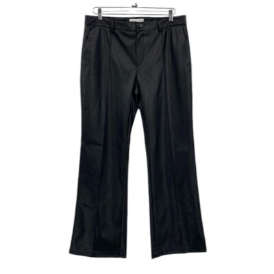 ECE Sukan x Koton Faux Leather Trouser Pants Womens Size 42 US XL Black Wide Leg