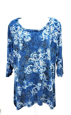Tunique Chemisier Fashion Bug Femme Taille 1X - Manches 3/4, Imprimé Coloré, Occasion Très Bon état