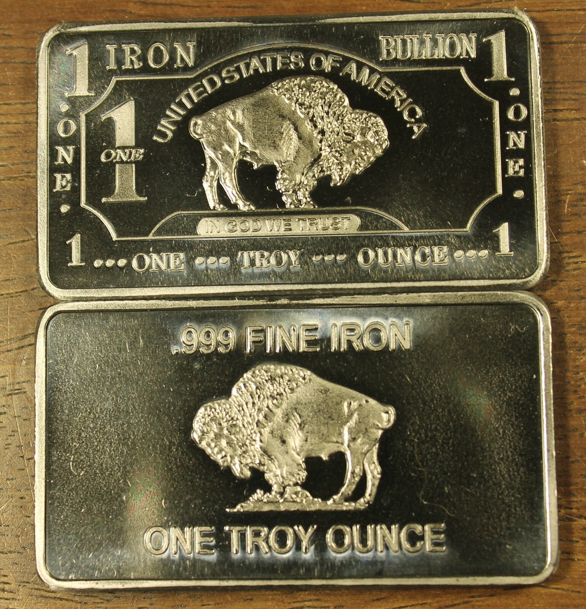 One Troy Ounce .999 Fine Iron Fe Bullion Bar