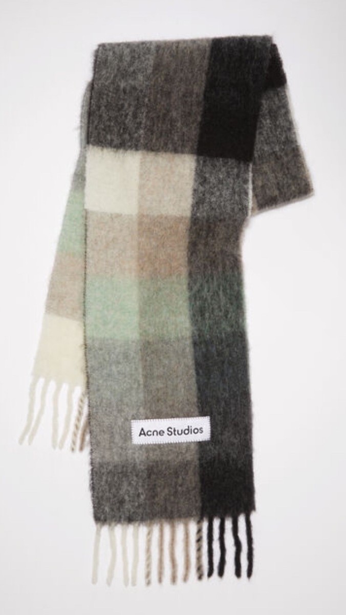 小物 Acne Studios MOHAIR CHECKED SCARF Acne Studios - Mohair checked scarf - Chestnut brown/yellow