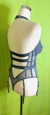 Victoria Secret Size 32C Grey Silver Embellishment Halter Garter Strap Teddy NWT