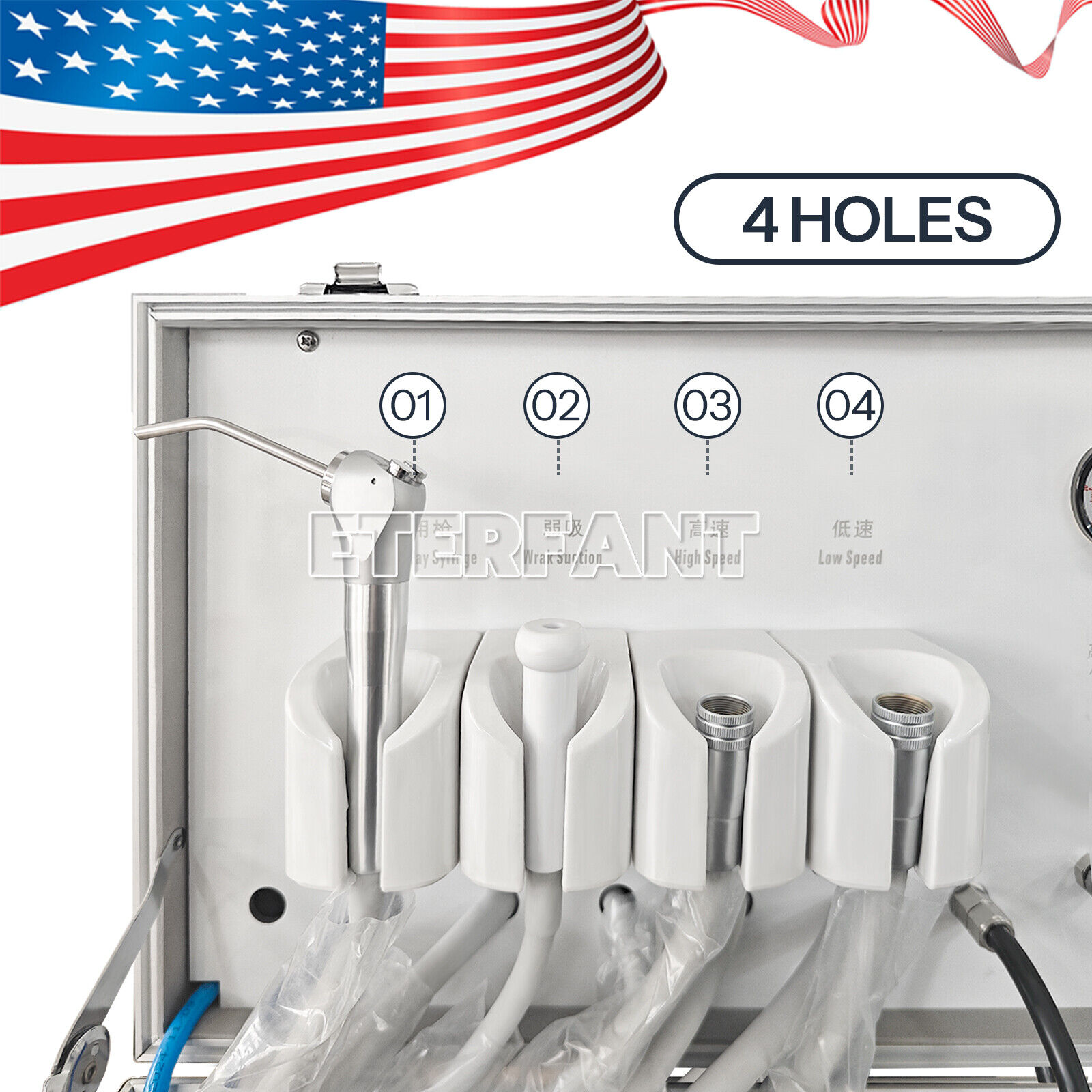 ETERFANT Dental Portable Delivery Unit Air Compressor Syring Suction System 4H