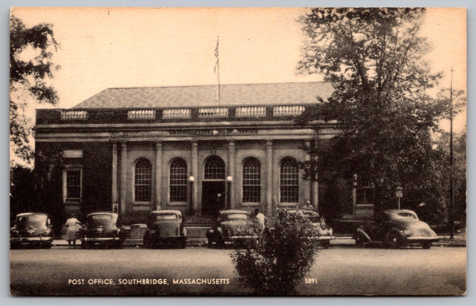 Massachusetts Southbridge Post Office Government Building American Flag