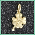 18k 750 Real Yellow GOLD Four Leaf Clover Shamrock Lucky Good Luck Charm Pendant