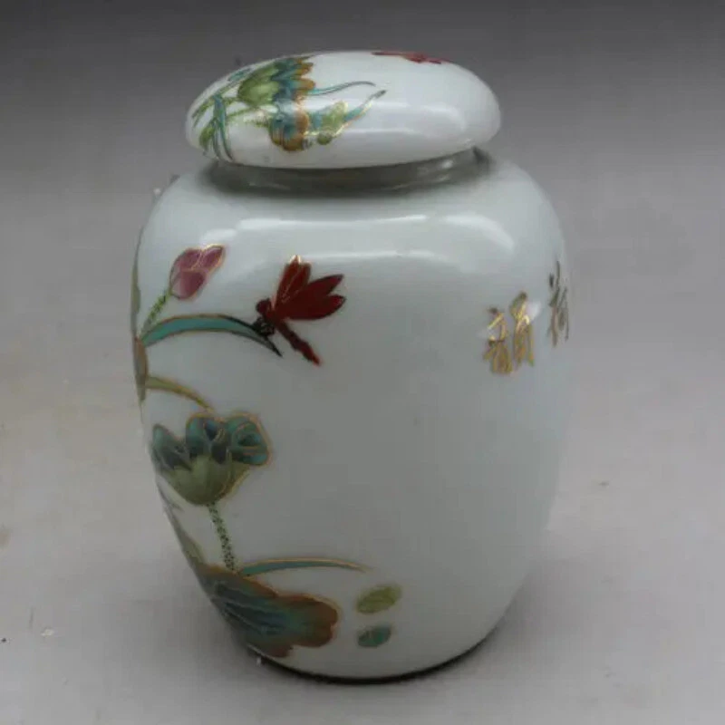 Carrito de té con diseño de flor de loto con bordes dorados de porcelana rosa familiar china de 3,9" Foto 4 de 4