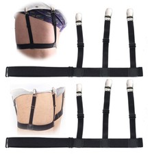 2pcs 1pair Shirt Suspenders EXTRA WIDE Men Leg Thigh Elastic Stays HolderBlack 