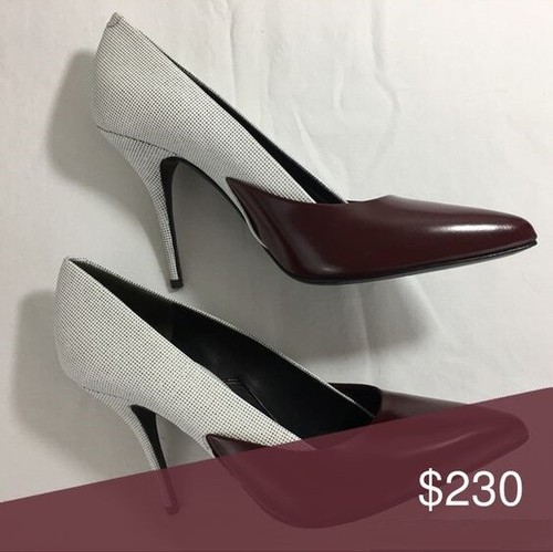 Alexander Wang Cicely beet white black Leather Pumps shoes heels embossed 37.5 - Picture 2 of 12