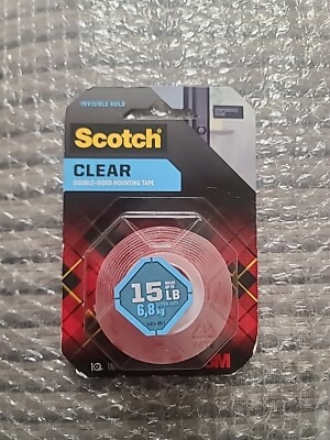 Scotch Mounting Tape 1''X60'' Clear Double Sided Hold Up To 2 Lbs Invisible Hold