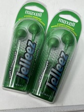  2 Maxell Jelleez In-Ear Stereo Earbuds Headphones Soft Comfort Fit Green Apple