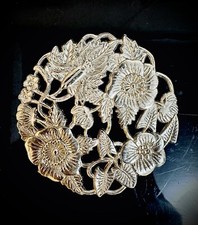 Vintage Brosche Schnalle Jugendstil Art deco Blumen Käfer Antik rund Anhänger