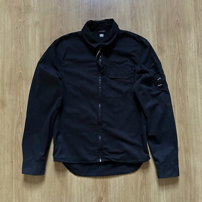 CP Company Lens Overshirt Zip Up Lightweight Jacket Black Size