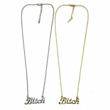 BITCH NECKLACE 1.5" Charm Pendant Gold Silver Tone Chain HIP HOP Trendy Fashion