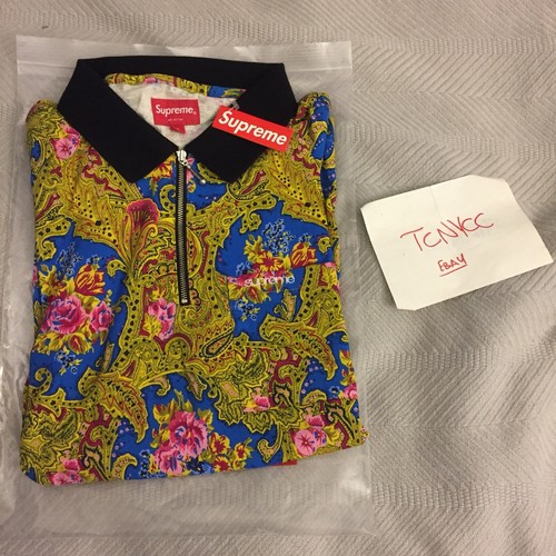 long sleeve zip polo blue yellow 