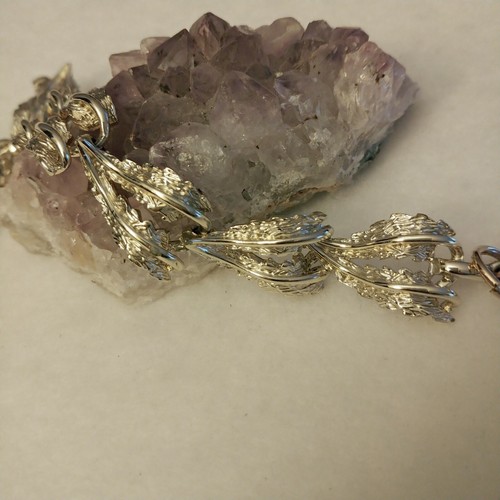 Vintage Gold Tone bracelet Double Leaf Link 9" EXTRA LONG - Picture 6 of 12