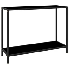 NNEVL Console Table Black 100x35x75 cm Tempered Glass