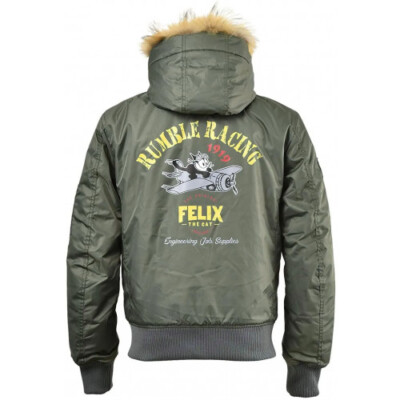 RUMBLE x Felix The Cat hooded MA-1 jacket Size:XL Khaki RUB-046 