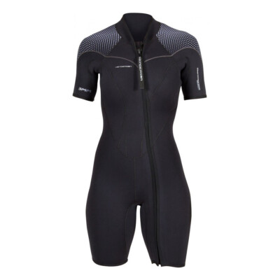 Open Box Henderson Women's 3mm Thermoprene Pro Shorty Wetsuit, Black/Purple, 18