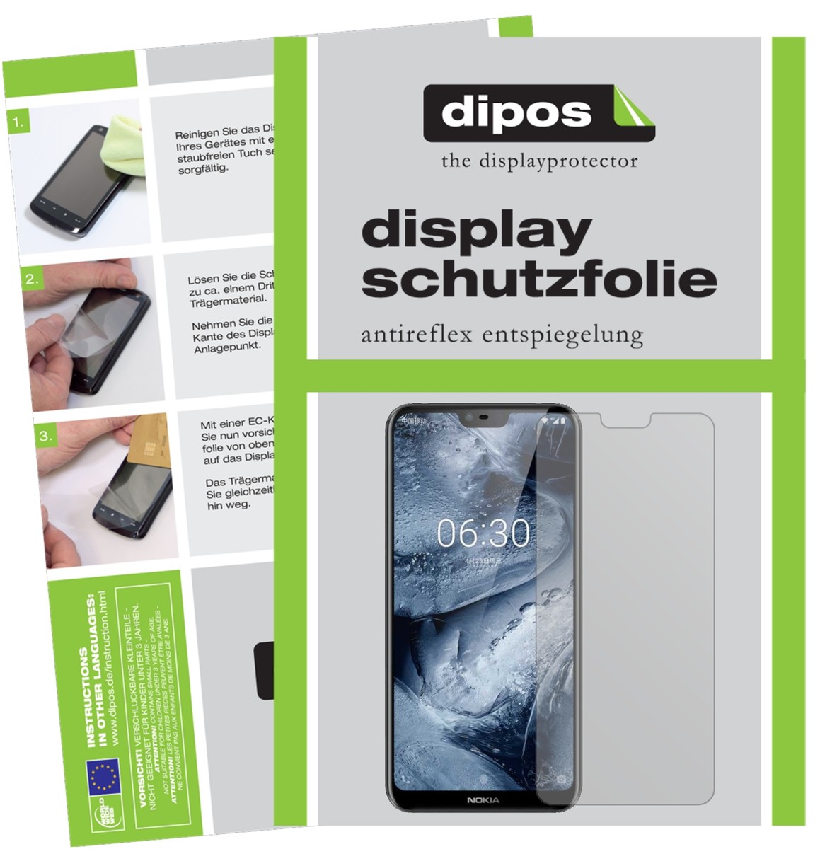 2 Pellicole Protettive Dipos Crystalclear Per Nokia X6 2018 (TA1099) – Taglio Laser, Anti Graffio, Made In Germany - 4