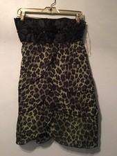 Alice + Olivia Strapless Silk Embroidered Floral Animal Print Layered Dress S