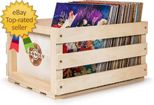 AC1004A-NA Record Storage Crate Holds up to 75 Albums, Natural