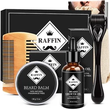 Beard Growth Kit, Beard Kit for Men with Beard Growth Oil, Balm, Comb, Massager